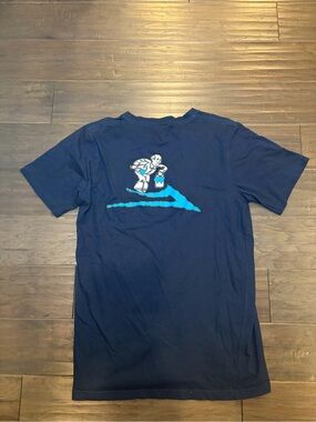 Lokai Navy Graphic Tee with Blue Surf Logo. Size Large.